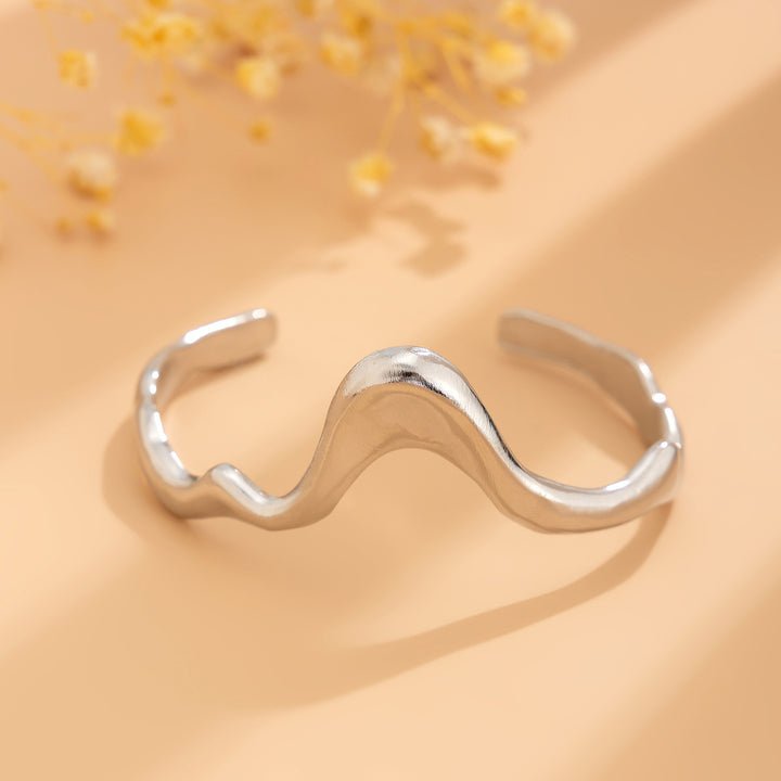 Men Silver-Plated Cuff Bracelet