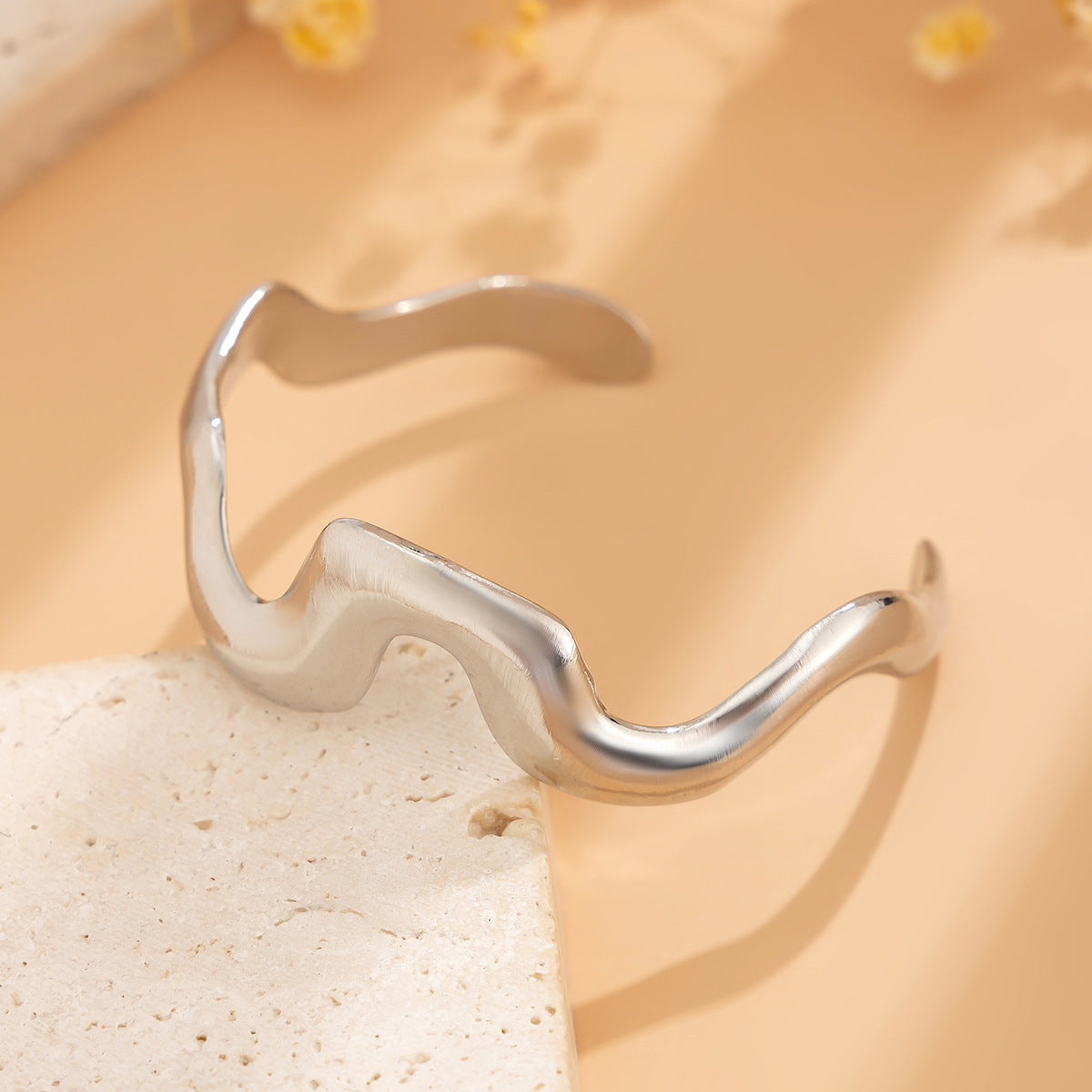 Men Silver-Plated Cuff Bracelet