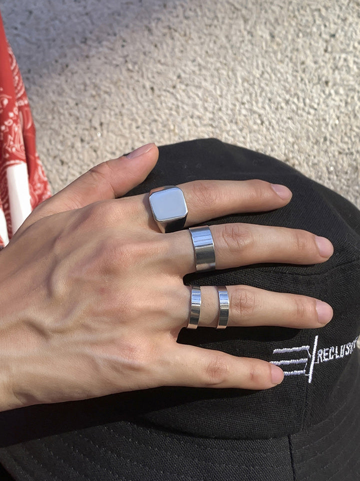 Set Of 4 Silver-Plated Finger Ring