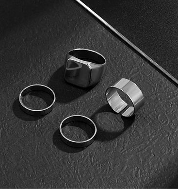Set Of 4 Silver-Plated Finger Ring