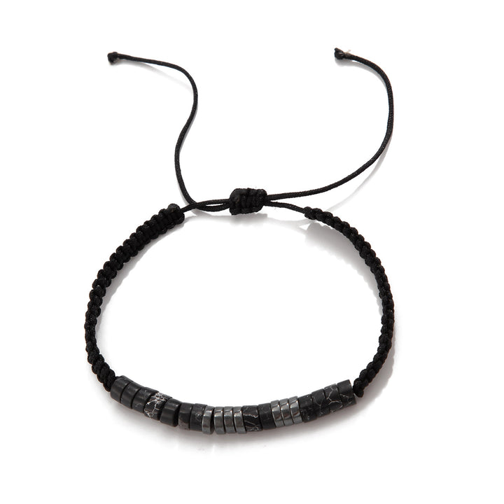 Men Silver-Plated Artificial Beaded Wraparound Bracelet
