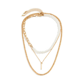 Gold-Plated Artificial Stones Beaded Necklace