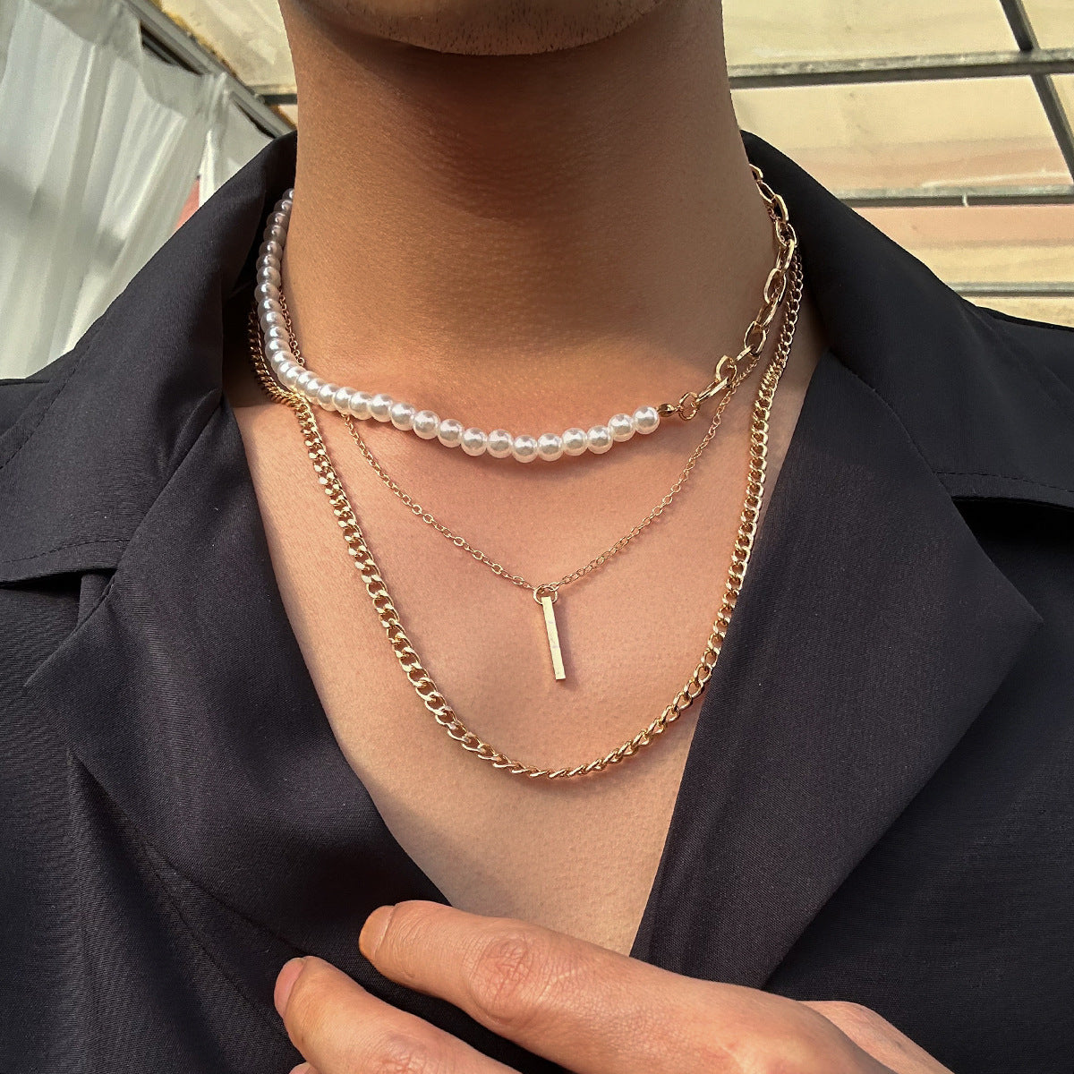 Gold-Plated Artificial Stones Beaded Necklace
