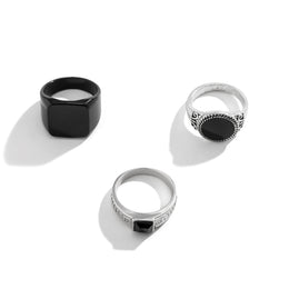 Set Of 3 Silver-Plated  Adjustable Finger Ring