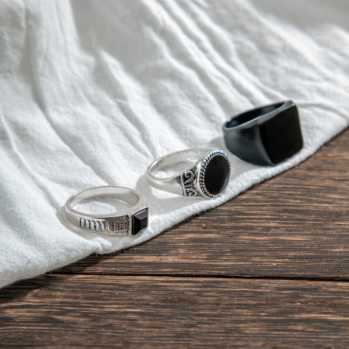 Set Of 3 Silver-Plated  Adjustable Finger Ring