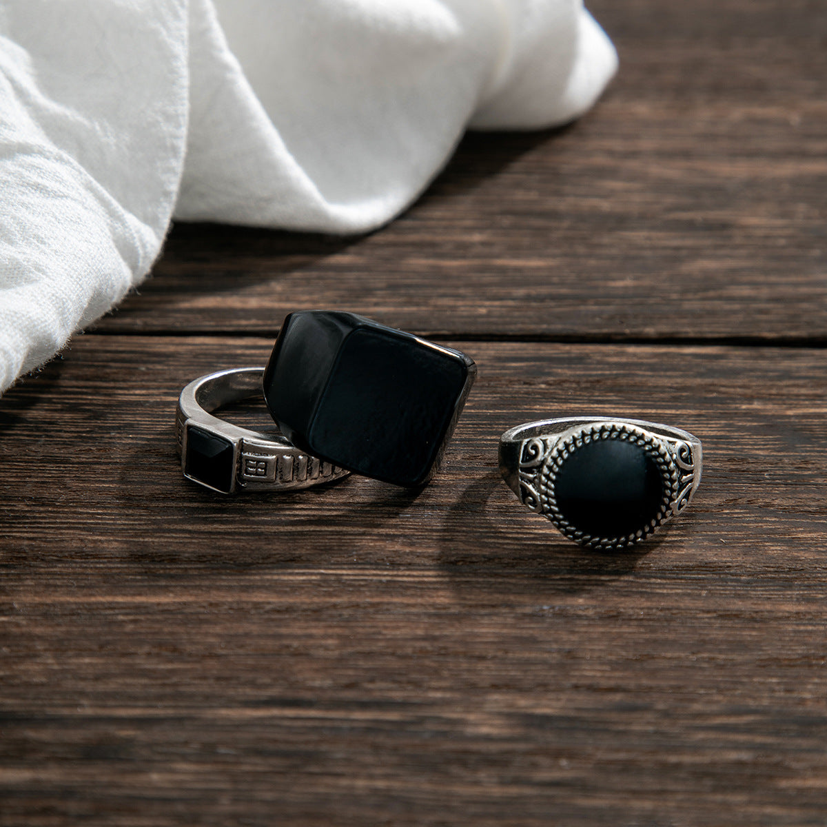 Set Of 3 Silver-Plated  Adjustable Finger Ring