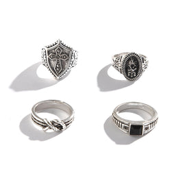Set Of 4 Silver-Plated Finger Ring