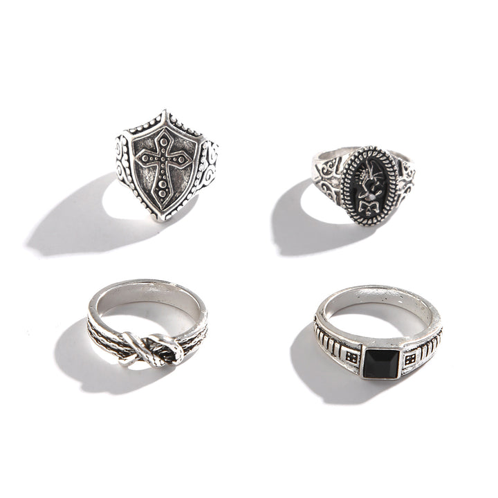 Set Of 4 Silver-Plated Finger Ring