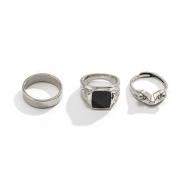 Set Of 3 Silver-Plated Finger Ring