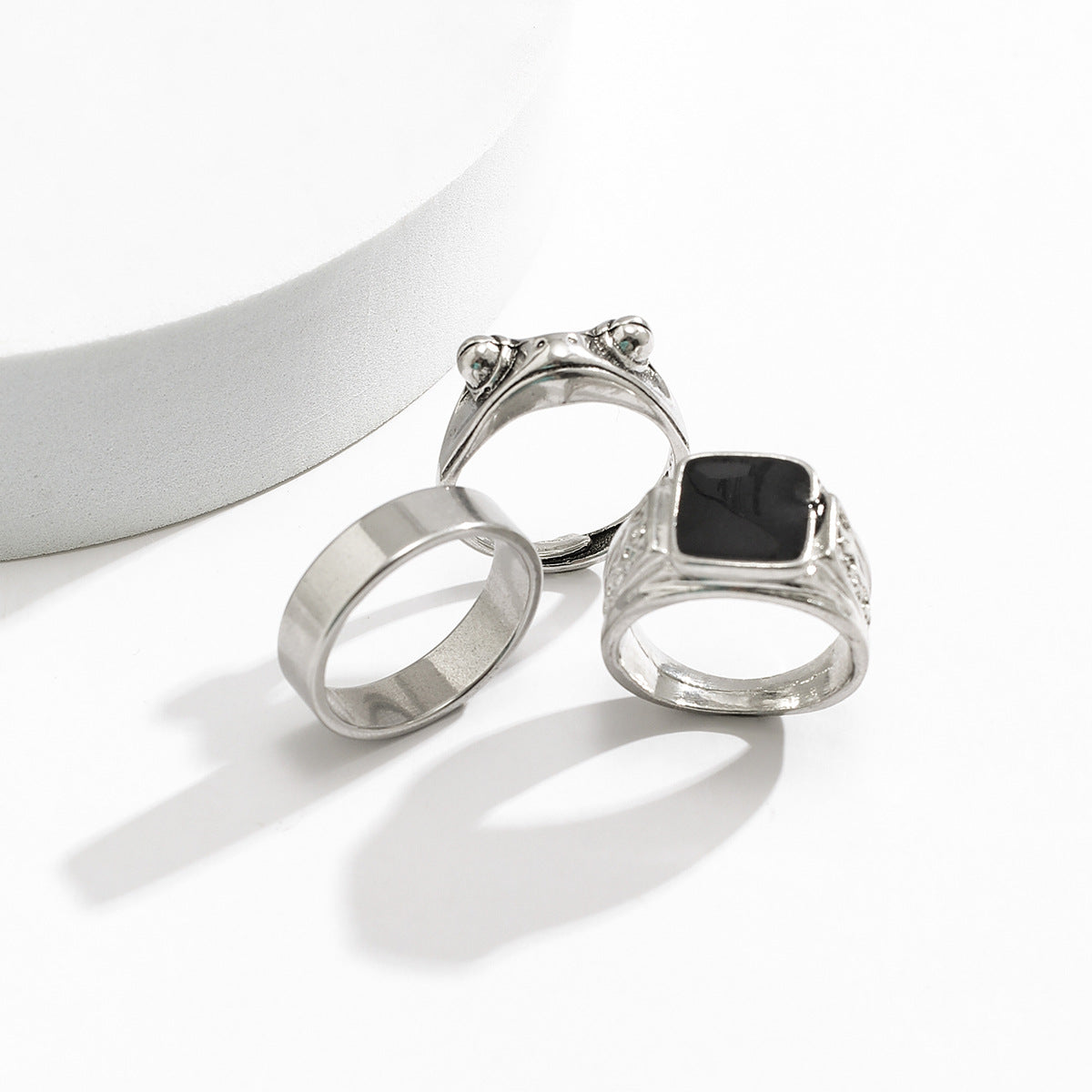 Set Of 3 Silver-Plated Finger Ring