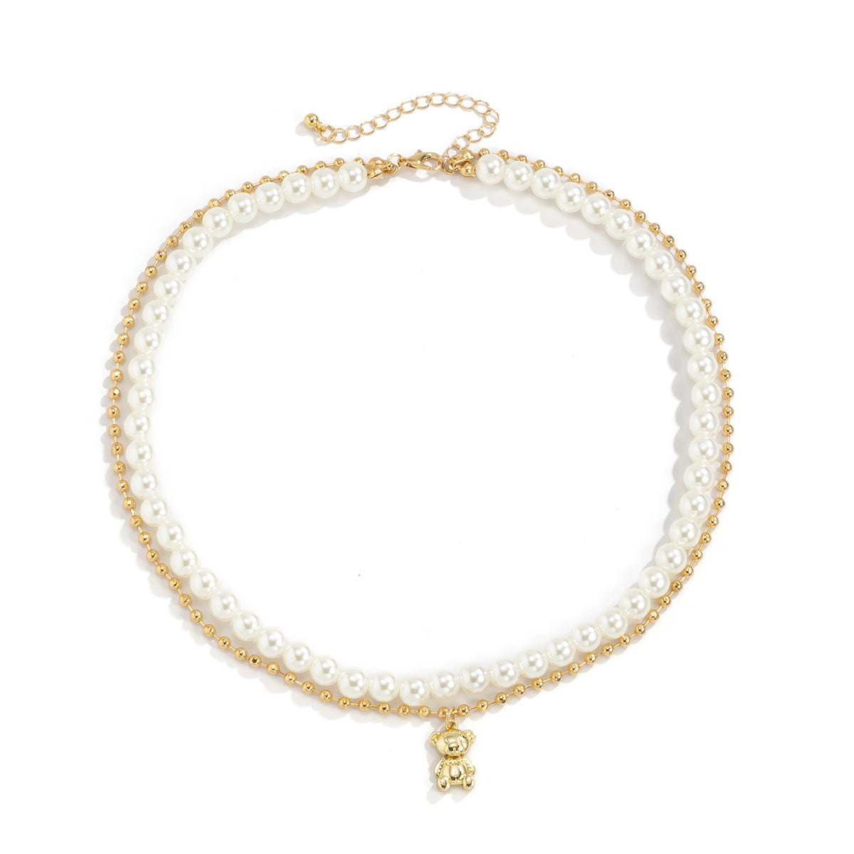 Gold-Plated Artificial Stone Baeded MInimal Necklace