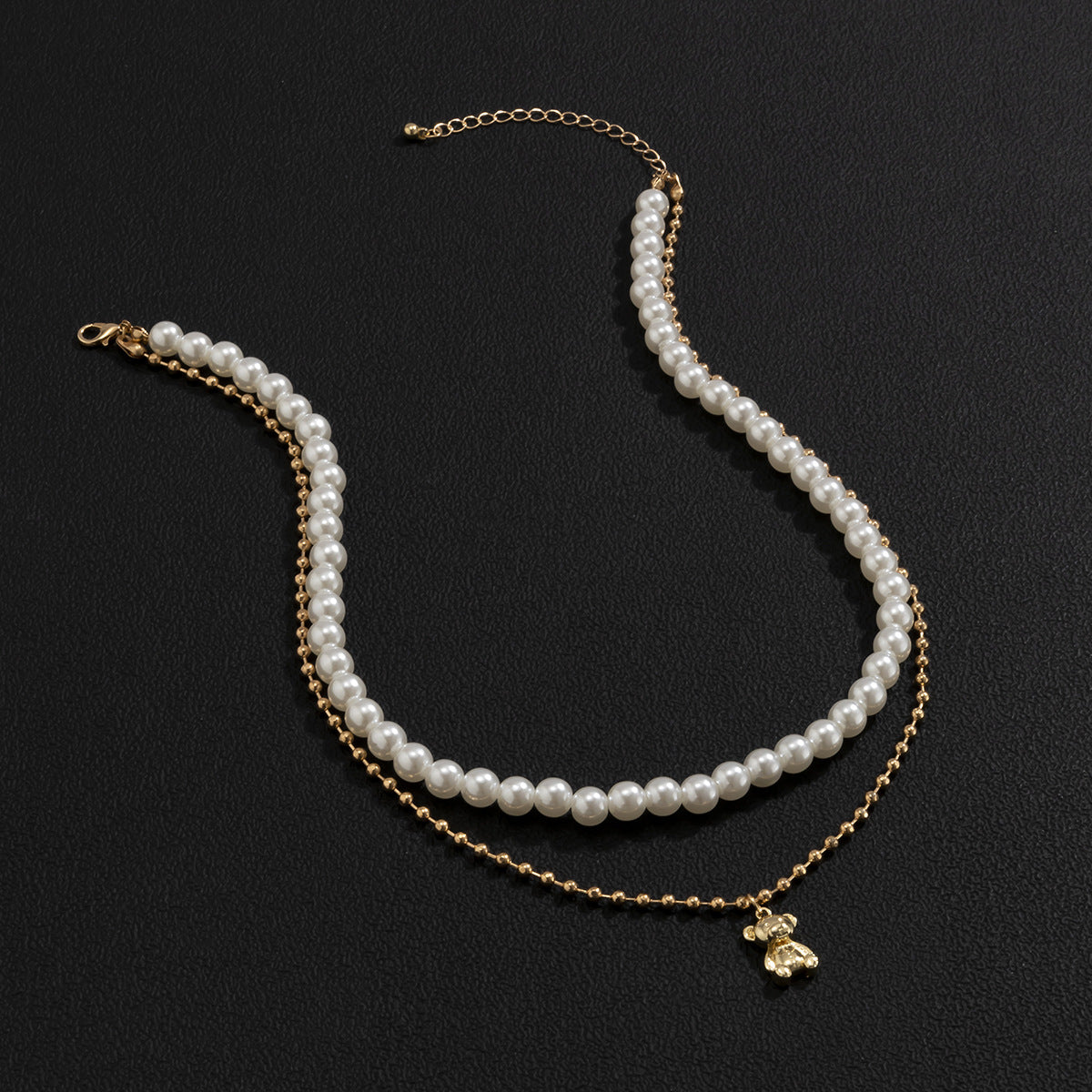 Gold-Plated Artificial Stone Baeded MInimal Necklace