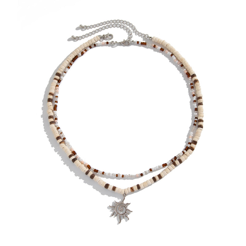 Silver-Plated Artificial Beaded Minimal Necklace