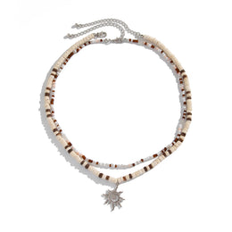 Silver-Plated Artificial Beaded Minimal Necklace