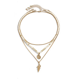 Gold-Plated Artificial Baeded MInimal Necklace
