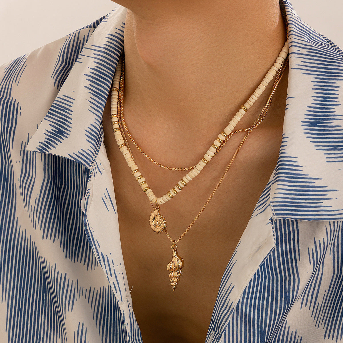 Gold-Plated Artificial Baeded MInimal Necklace