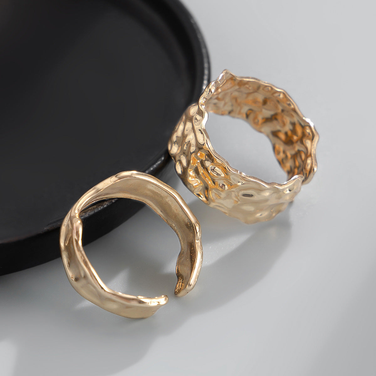 Men Gold Plated Textured Adjustable Finger Ring
