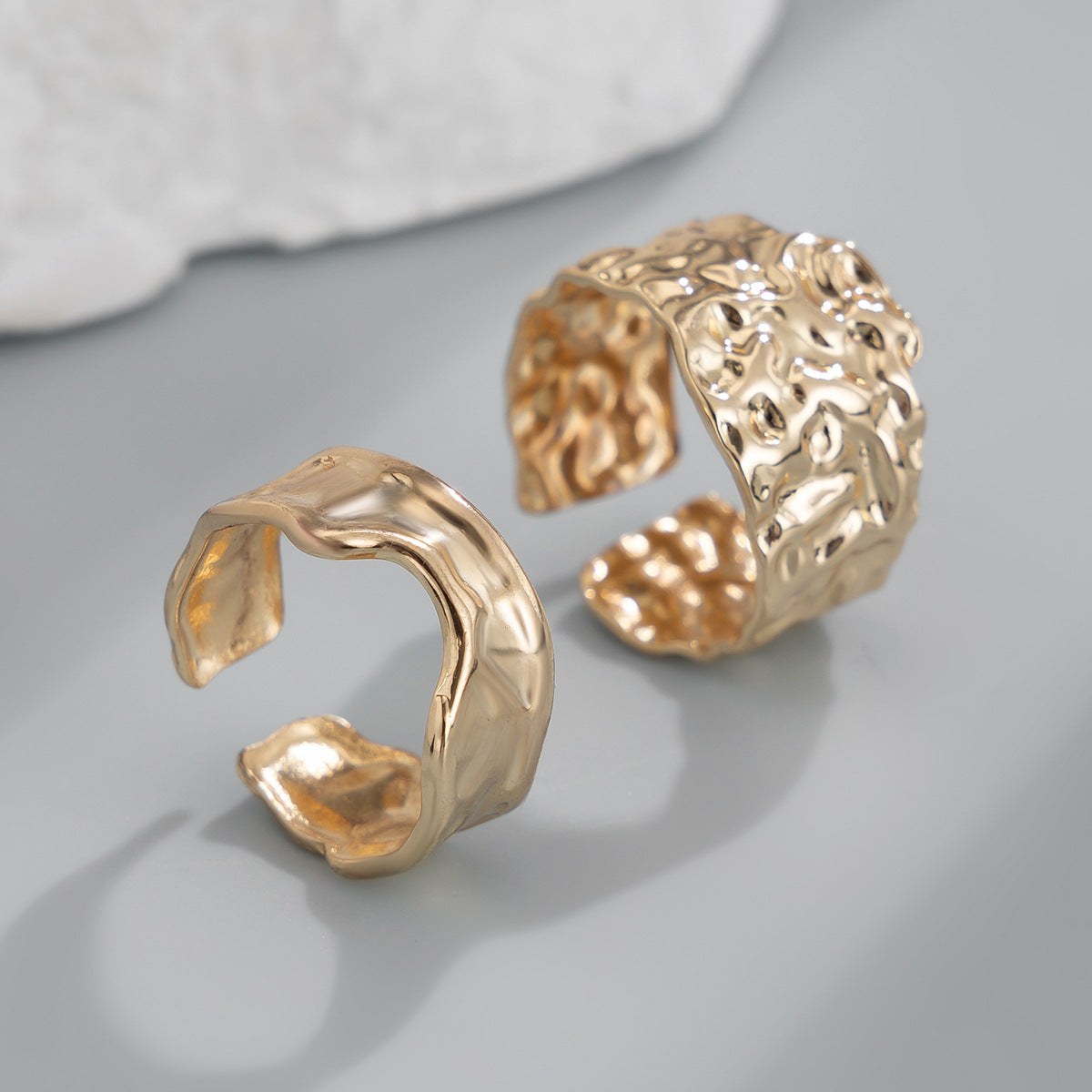 Men Gold Plated Textured Adjustable Finger Ring