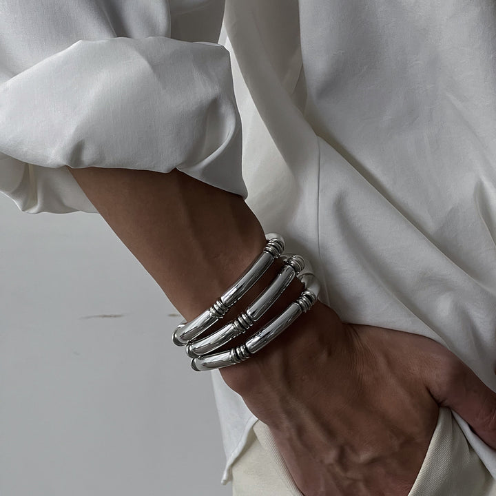 Men Silver Plated Kada Bracelet