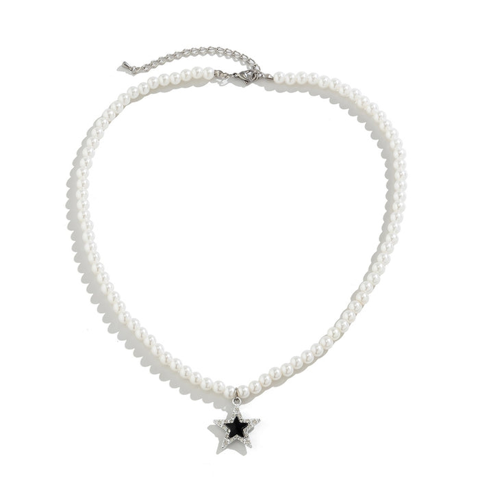 Silver-Plated Artificial Beaded Minimal Necklace