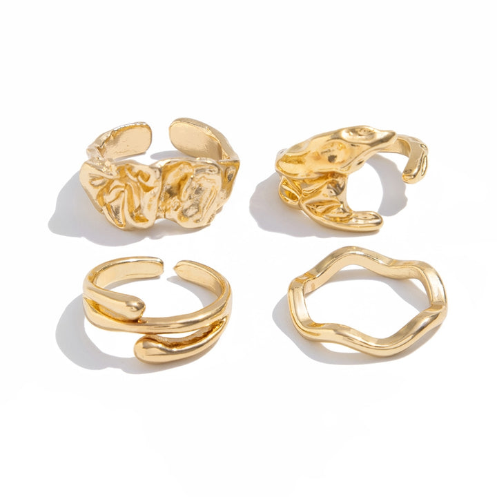 Men Set Of 4 Gold-Plated Finger Rings