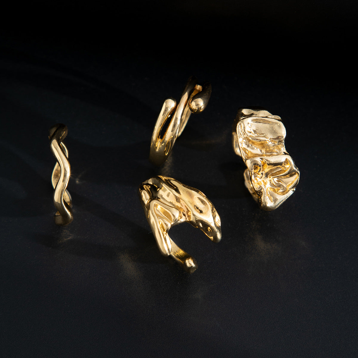 Men Set Of 4 Gold-Plated Finger Rings