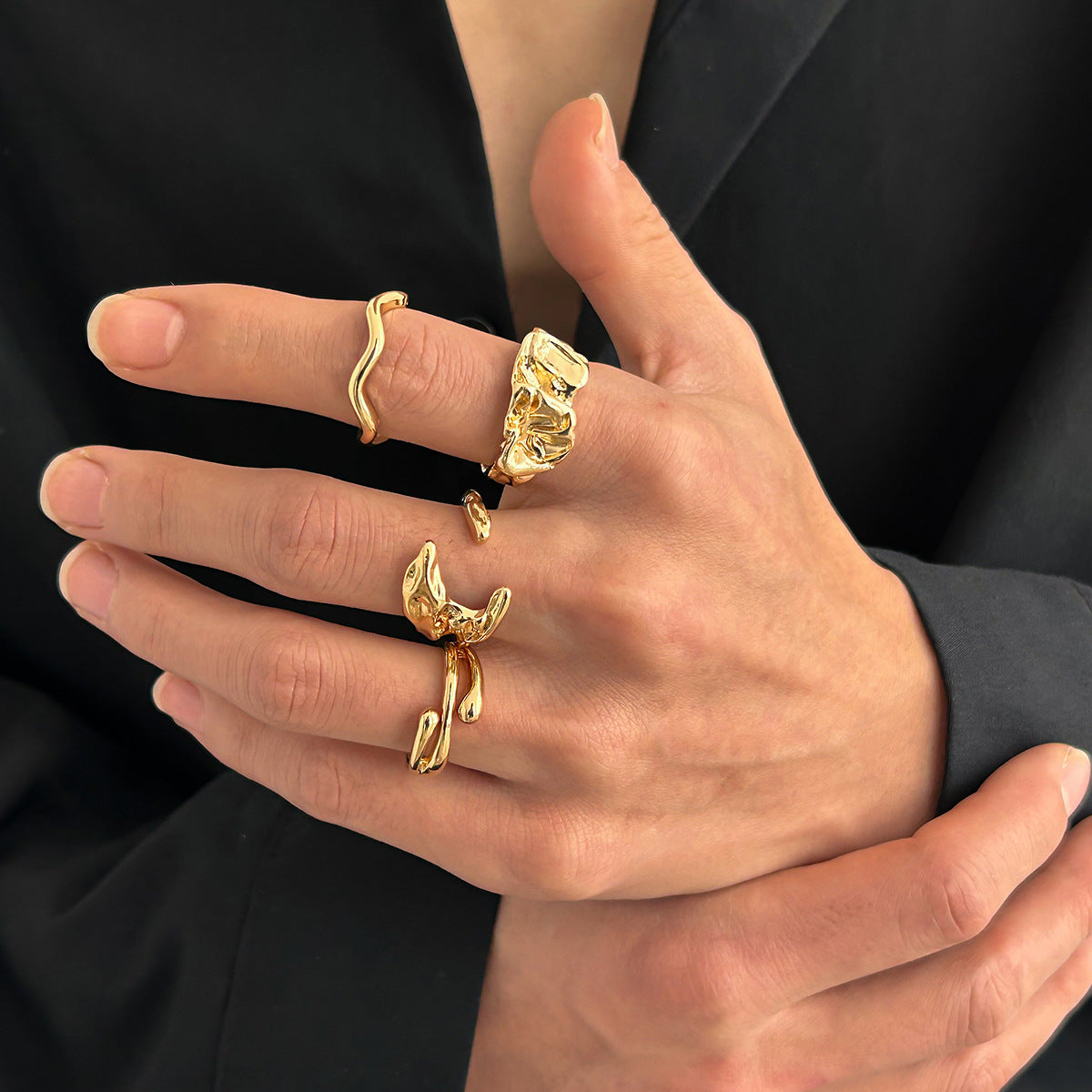Men Set Of 4 Gold-Plated Finger Rings