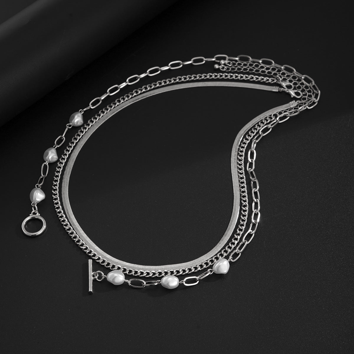 Silver-Plated Artificial Stones Beaded Necklace