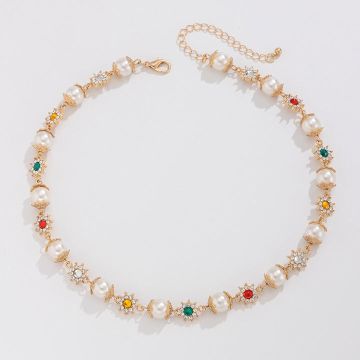 Gold-Plated Artificial Stones Studded & Pearls Beaded Necklace