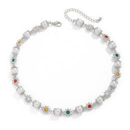 Women Silver-Plated Enamelled Necklace