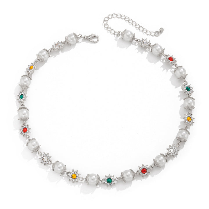 Women Silver-Plated Enamelled Necklace