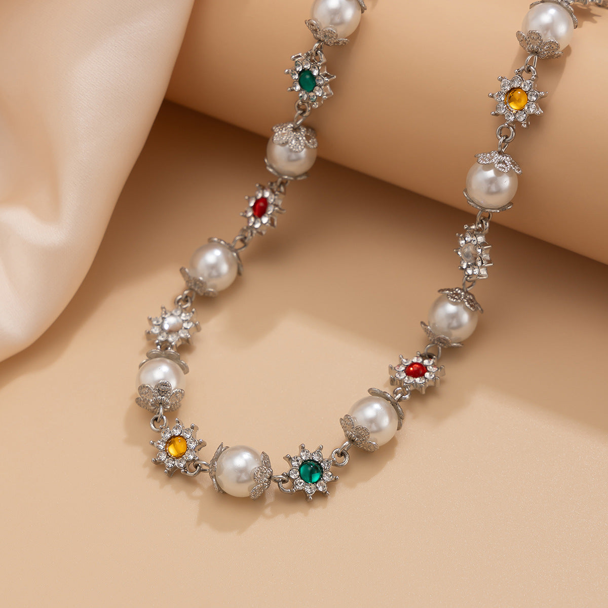 Women Silver-Plated Enamelled Necklace