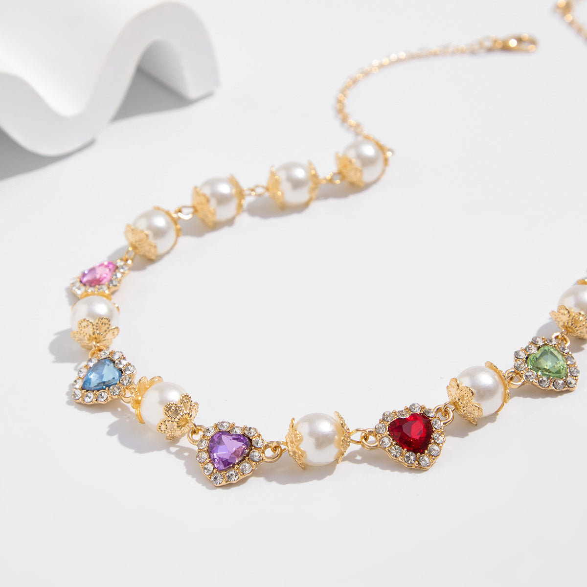 Gold-Plated Artificial Stones Studded And Beaded Necklace
