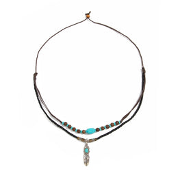 Silver-Plated Artificial Stones Studded And Beaded Necklace