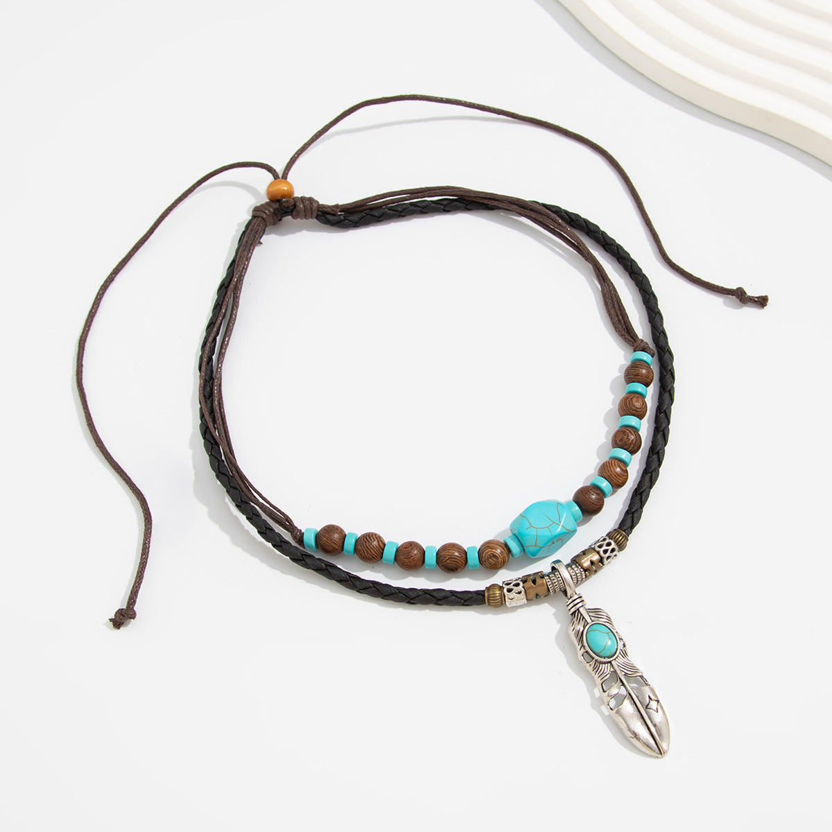 Silver-Plated Artificial Stones Studded And Beaded Necklace