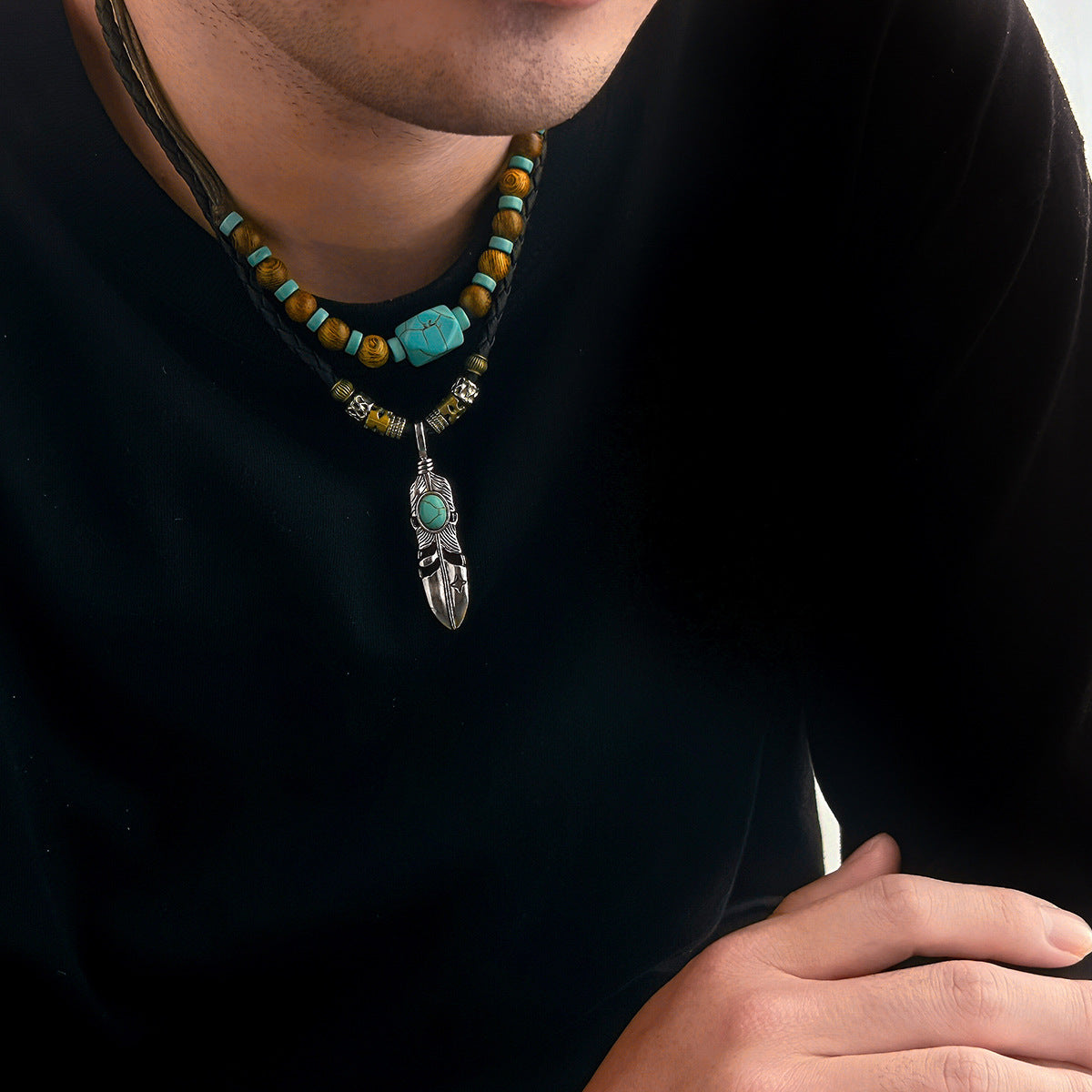 Silver-Plated Artificial Stones Studded And Beaded Necklace