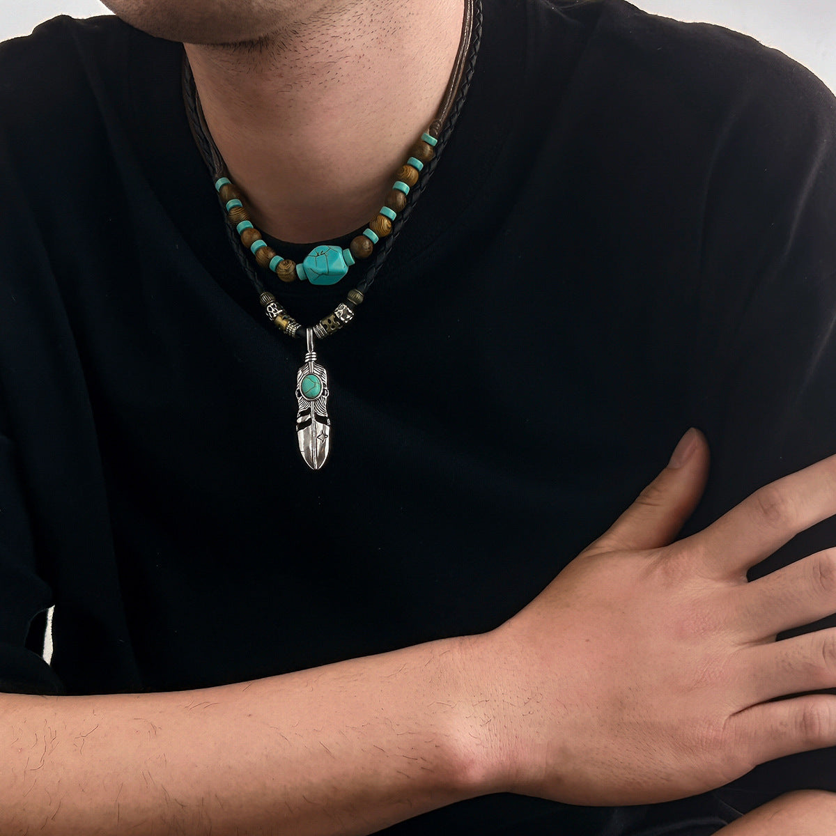 Silver-Plated Artificial Stones Studded And Beaded Necklace
