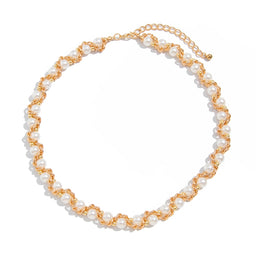 Gold-Plated Pearls Beaded Minimal Necklace