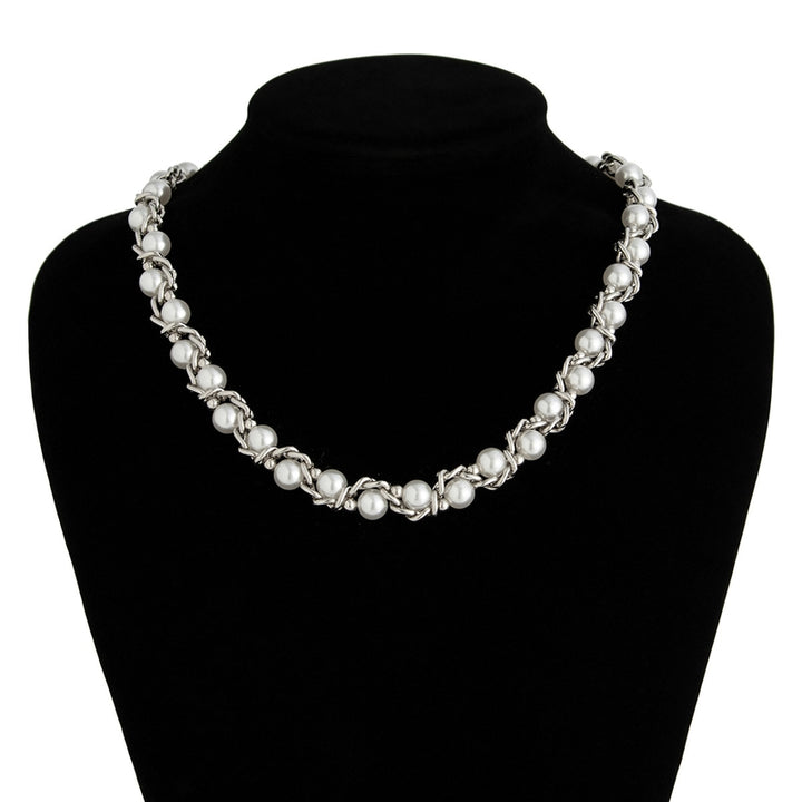 Silver-Plated Artificial Stones Beaded Necklace