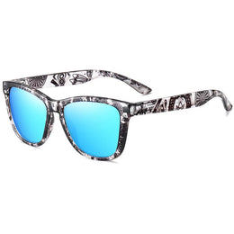 Men Blue Lens & Black Square Sunglasses with
