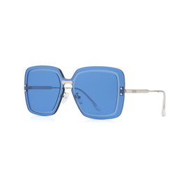 Men Blue Lens & Silver-Toned Oversized Sunglasses with