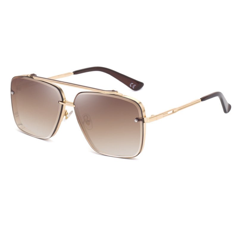 Men Metal Rimless Wayfarer Sunglasses