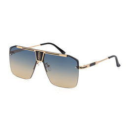 Men Metal Rimless Oversized Sunglasses