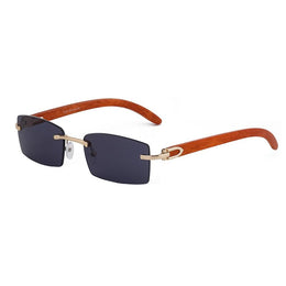 Men Rimless UV Protected Lens Metal Square Sunglasses