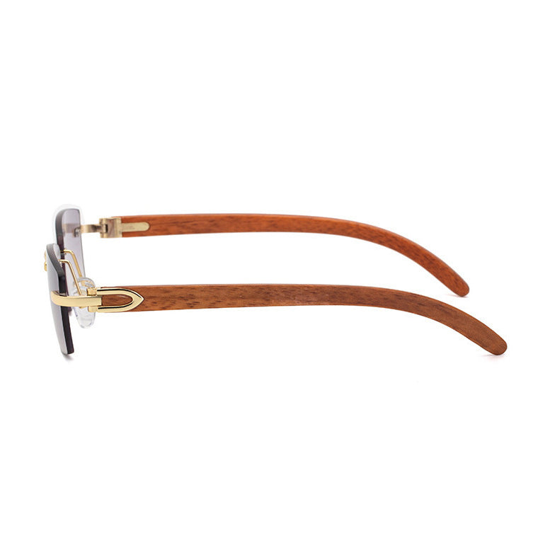 Men Rimless UV Protected Lens Metal Square Sunglasses