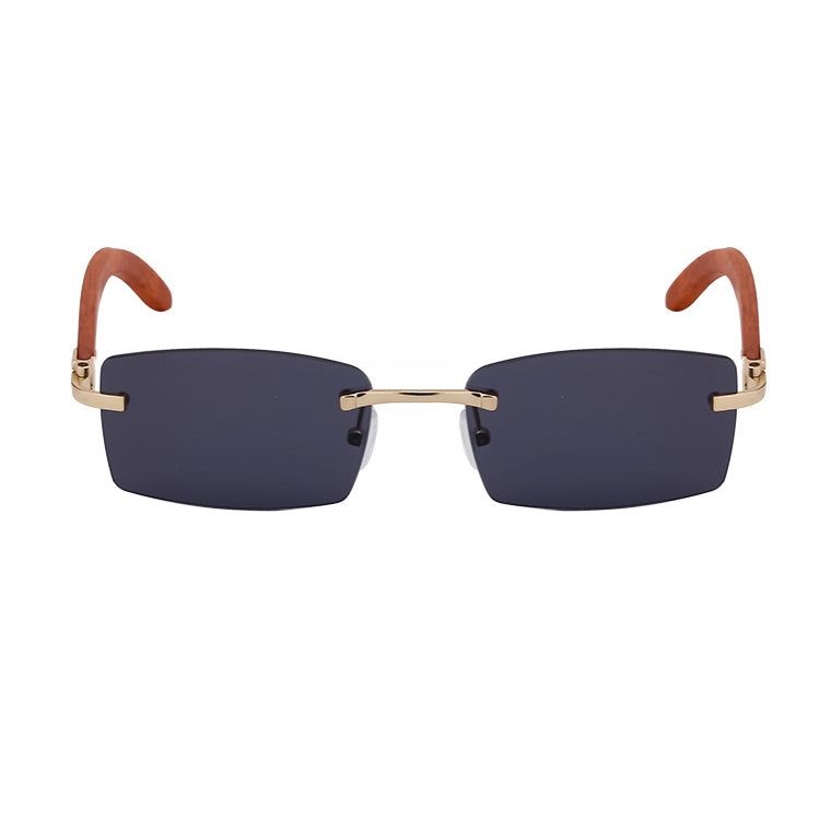Men Rimless UV Protected Lens Metal Square Sunglasses
