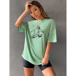 Green Coversational Printed Extended Sleeves  Regular Top