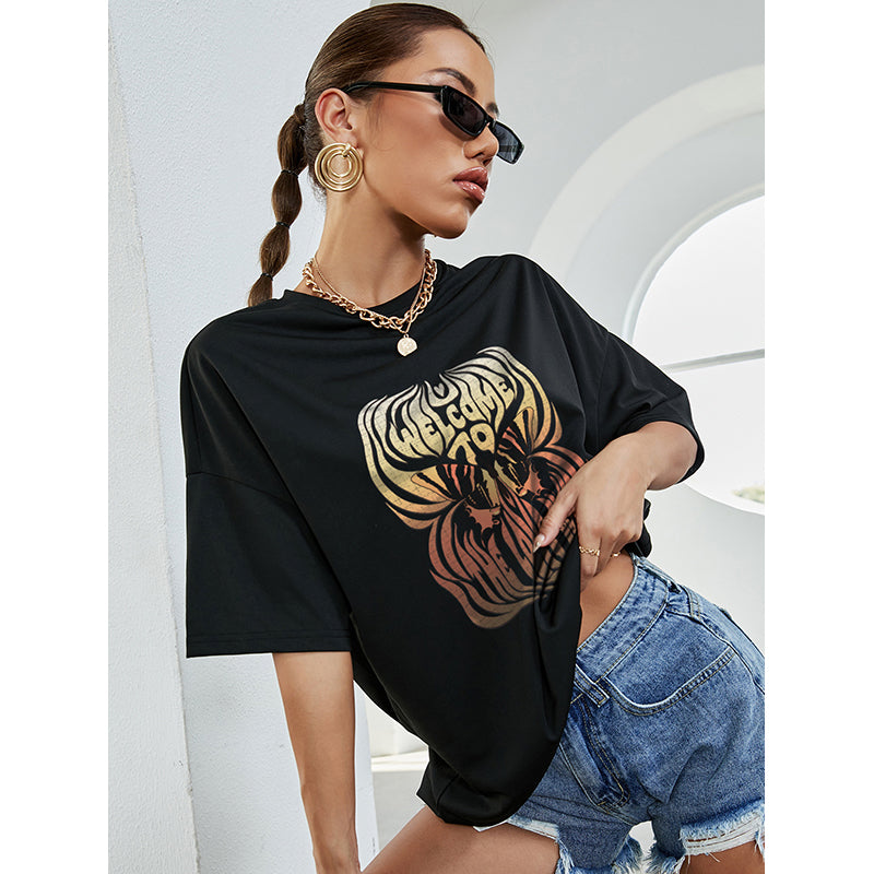 Black & Gold Typography Oversized T-shirt