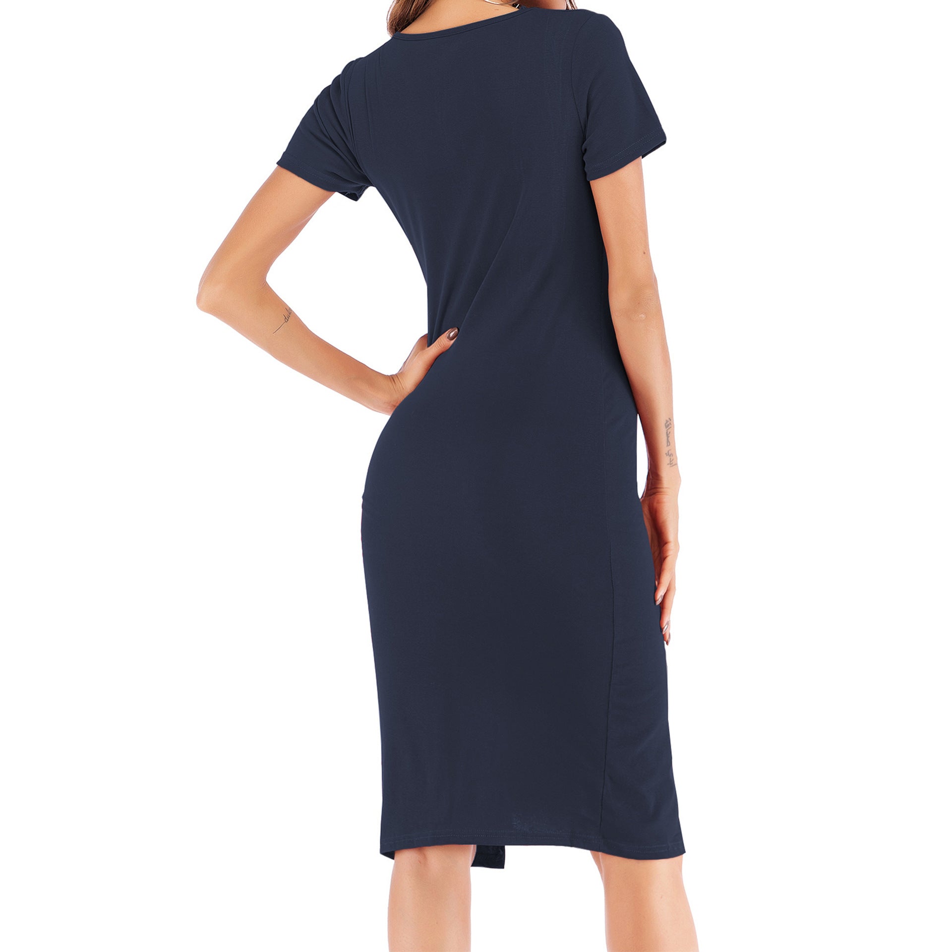 Navy Blue Solid Bodycon Dress