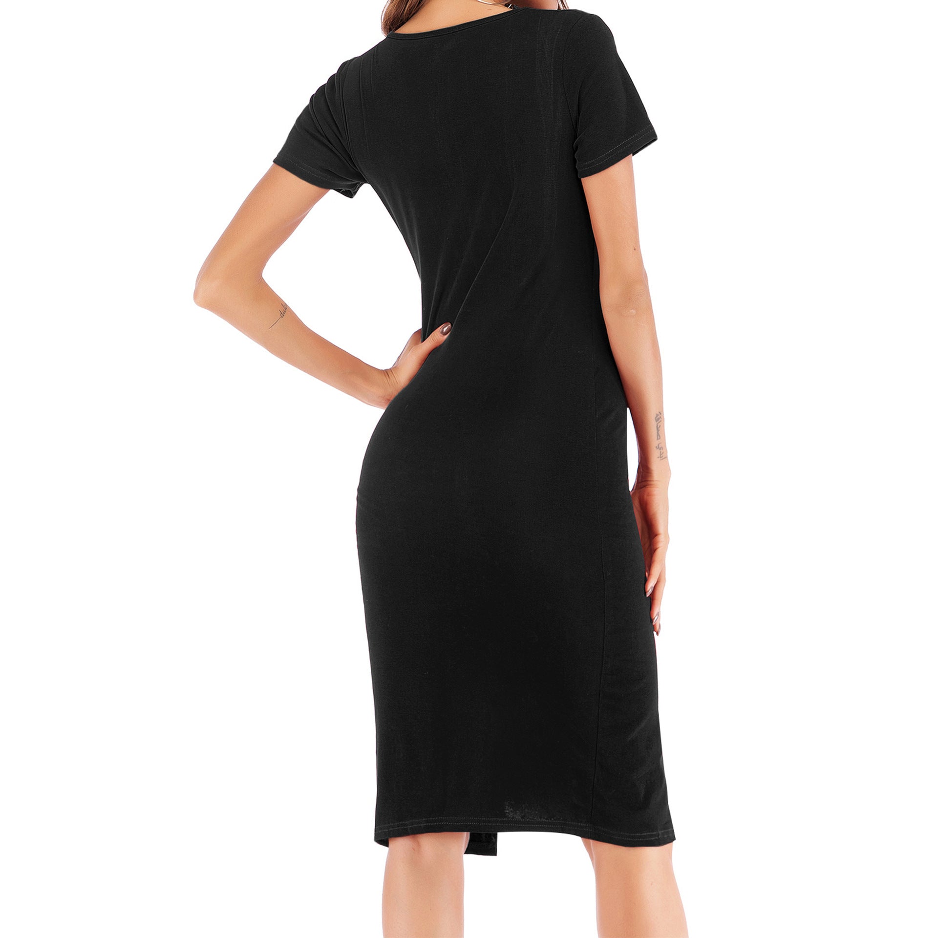 Black Solid Bodycon Dress